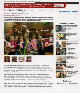 Artykuł dotyczący Śniadnia z Mikołajem 2012 z Super Expressu